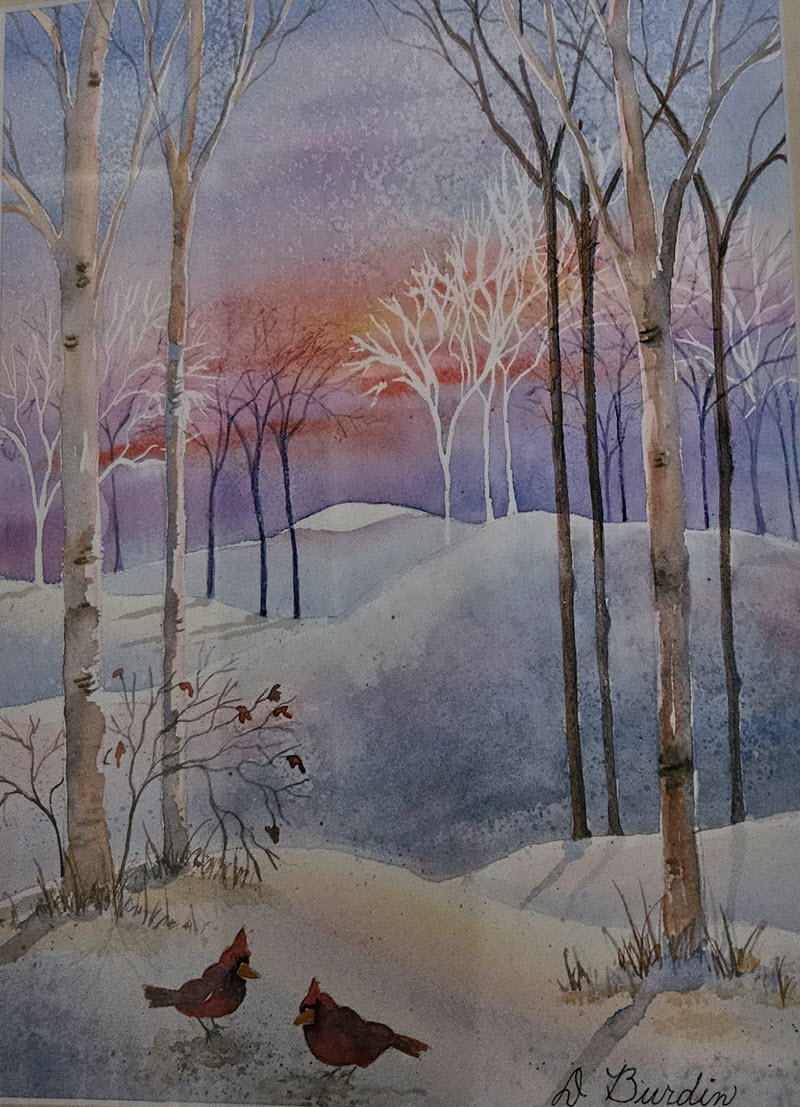 Winter Wonderland, a watercolor painting by Dorothy Burdin